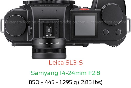 Leica SL3-S with Samyang 14-24mm F2.8 Lens Size