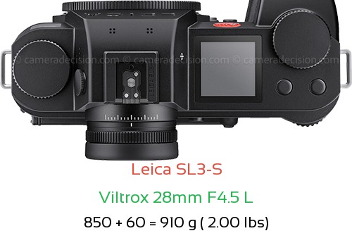 Leica SL3-S with Viltrox 28mm F4.5 L Lens Size