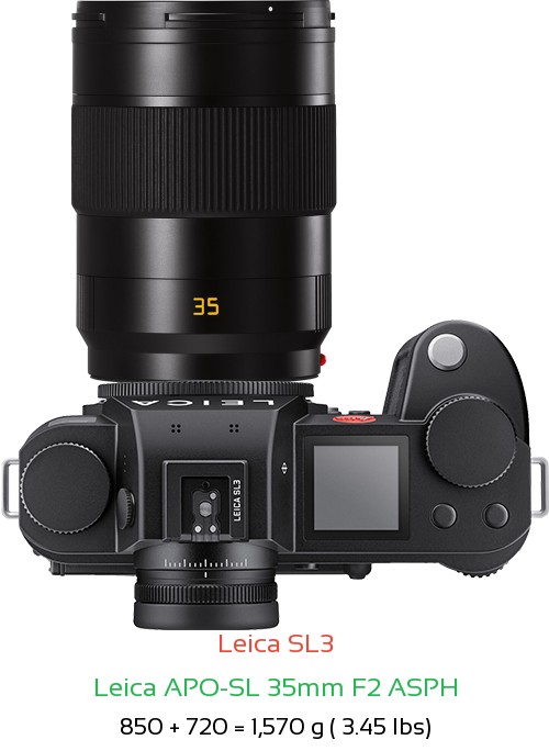 Leica SL3 with Leica APO-SL 35mm F2 ASPH Lens Size