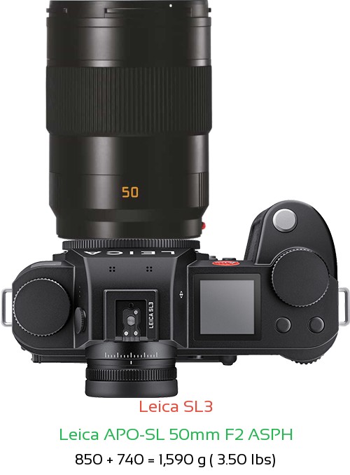 Leica SL3 with Leica APO-SL 50mm F2 ASPH Lens Size