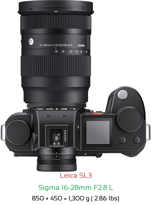 Leica SL3 with Sigma 16-28mm F2.8 L Lens Size