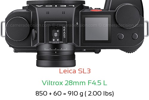 Leica SL3 with Viltrox 28mm F4.5 L Lens Size