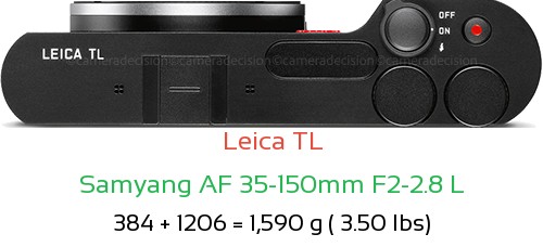 Leica TL with Samyang AF 35-150mm F2-2.8 L Lens Size