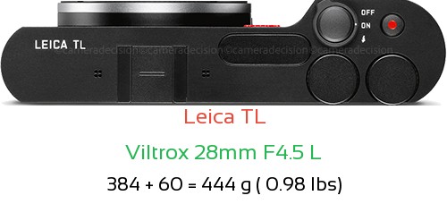 Leica TL with Viltrox 28mm F4.5 L Lens Size