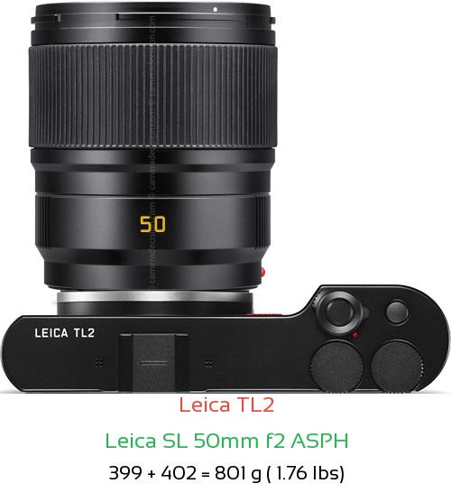 Leica TL2 with Leica SL 50mm f2 ASPH Lens Size