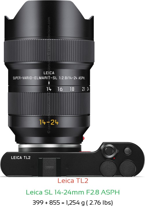 Leica TL2 with Leica SL 14-24mm F2.8 ASPH Lens Size