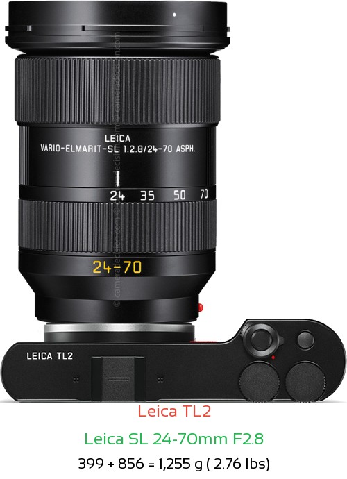 Leica TL2 with Leica SL 24-70mm F2.8 Lens Size