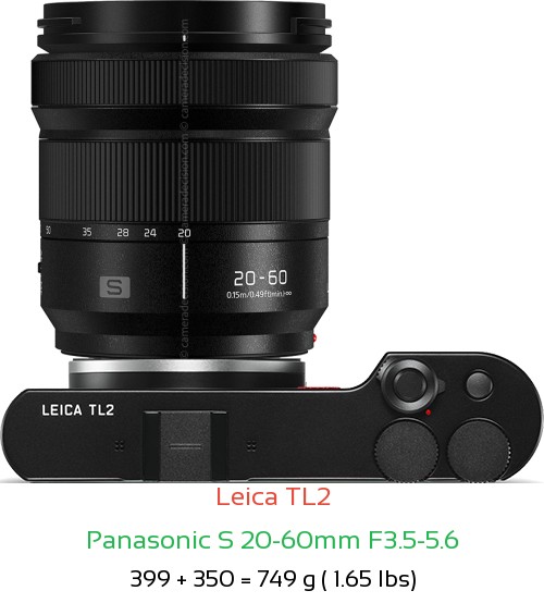 Leica TL2 with Panasonic S 20-60mm F3.5-5.6 Lens Size