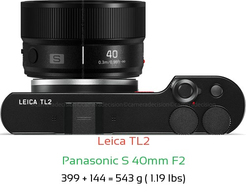 Leica TL2 with Panasonic S 40mm F2 Lens Size