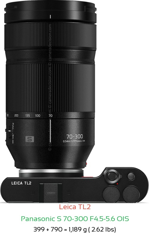 Leica TL2 with Panasonic S 70-300 F4.5-5.6 OIS Lens Size