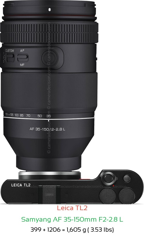 Leica TL2 with Samyang AF 35-150mm F2-2.8 L Lens Size