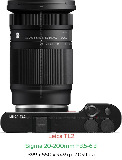 Leica TL2 with Sigma 20-200mm F3.5-6.3 Lens Size