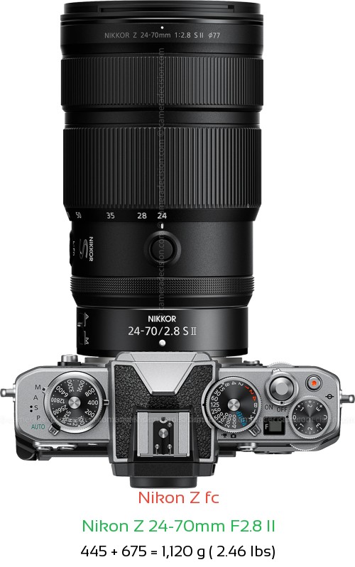Nikon Z fc with Nikon Z 24-70mm F2.8 II Lens Size