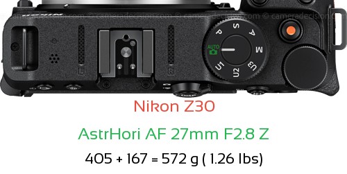 Nikon Z30 with AstrHori AF 27mm F2.8 Z Lens Size