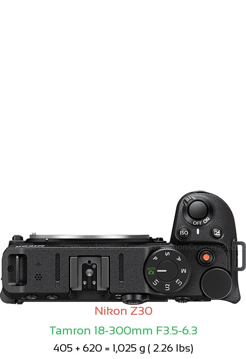 Nikon Z30 with Tamron 18-300mm F3.5-6.3 Lens Size