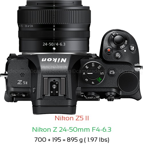 Nikon Z5 II with Nikon Z 24-50mm F4-6.3 Lens Size