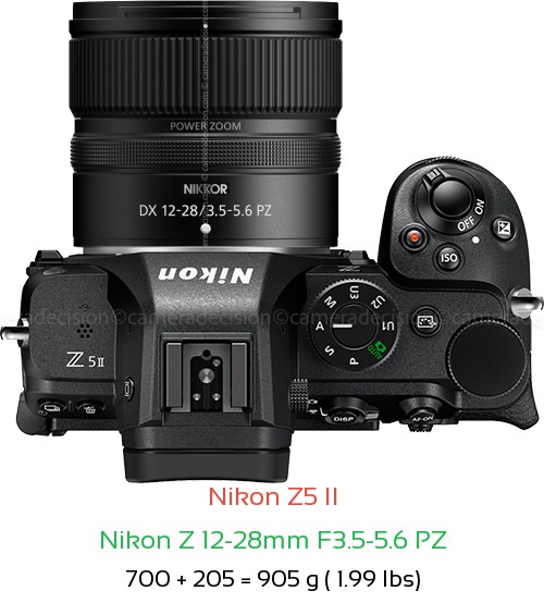 Nikon Z5 II with Nikon Z 12-28mm F3.5-5.6 PZ Lens Size
