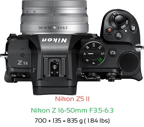 Nikon Z5 II with Nikon Z 16-50mm F3.5-6.3 Lens Size