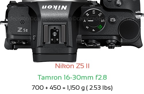 Nikon Z5 II with Tamron 16-30mm f2.8 Lens Size