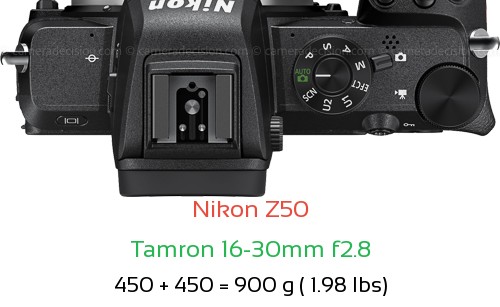 Nikon Z50 with Tamron 16-30mm f2.8 Lens Size