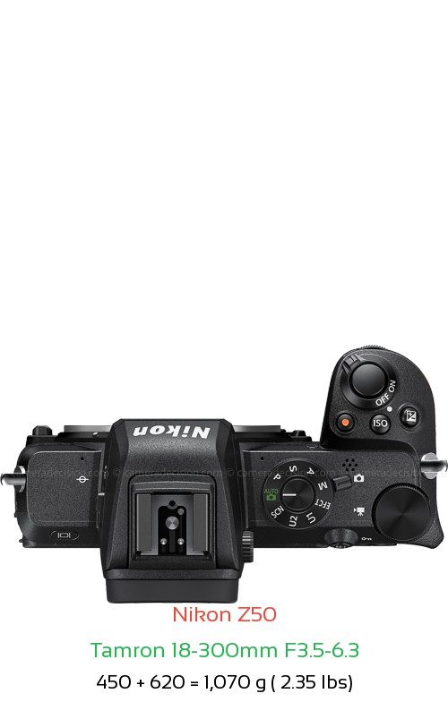 Nikon Z50 with Tamron 18-300mm F3.5-6.3 Lens Size