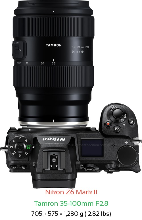 Nikon Z6 II with Tamron 35-100mm F2.8 Lens Size