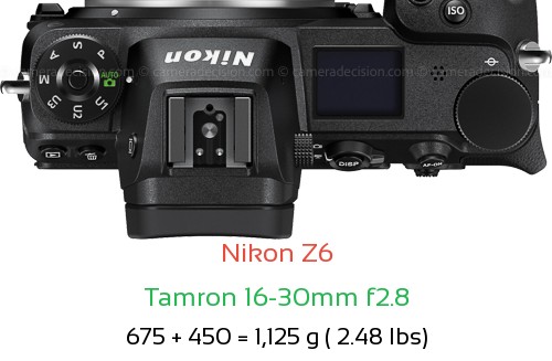 Nikon Z6 with Tamron 16-30mm f2.8 Lens Size