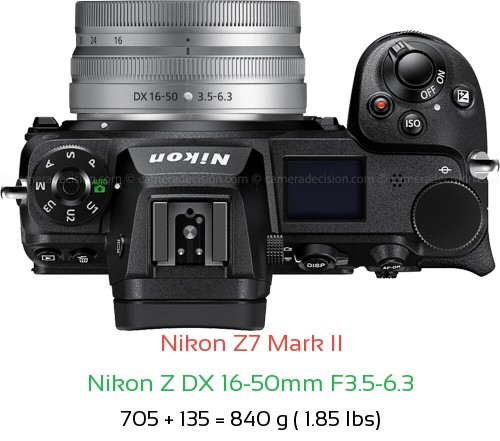 Nikon Z7 II with Nikon Z 16-50mm F3.5-6.3 Lens Size