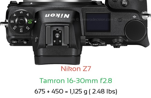 Nikon Z7 with Tamron 16-30mm f2.8 Lens Size