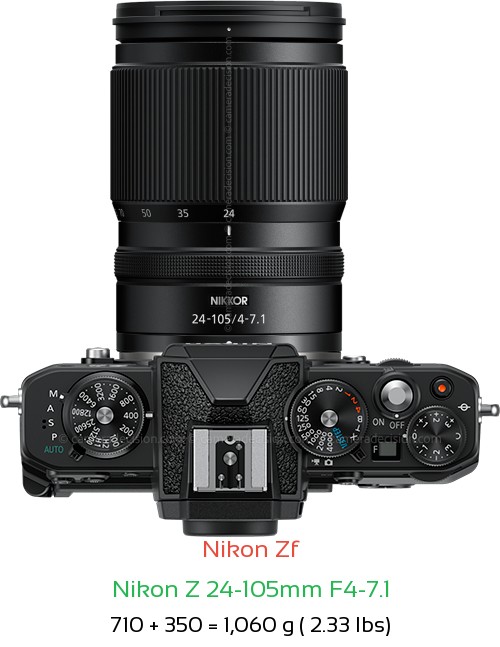 Nikon Zf with Nikon Z 24-105mm F4-7.1 Lens Size