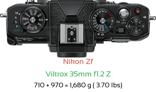 Nikon Zf with Viltrox 35mm f1.2 Z Lens Size
