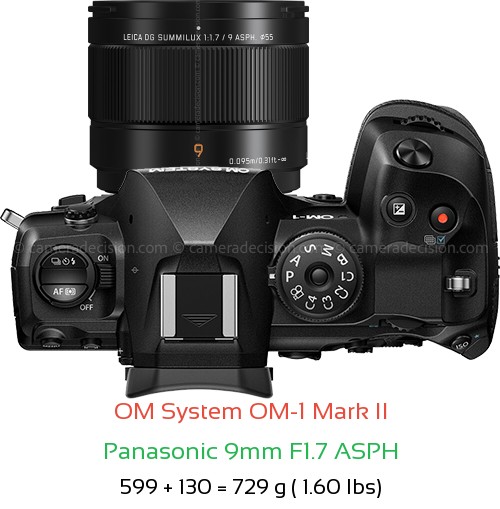OM System OM-1 II with Panasonic 9mm F1.7 ASPH Lens Size