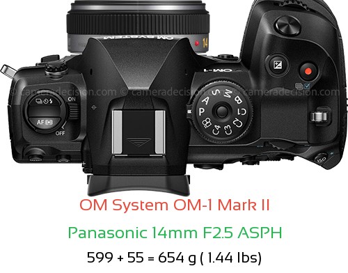 OM System OM-1 II with Panasonic 14mm F2.5 ASPH Lens Size