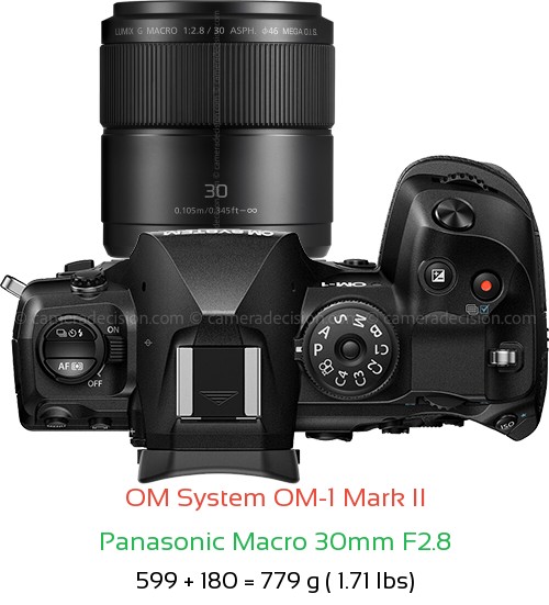 OM System OM-1 II with Panasonic Macro 30mm F2.8 Lens Size
