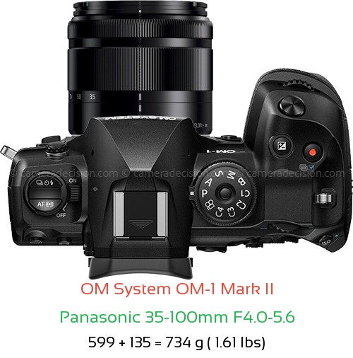 OM System OM-1 II with Panasonic 35-100mm F4.0-5.6 Lens Size