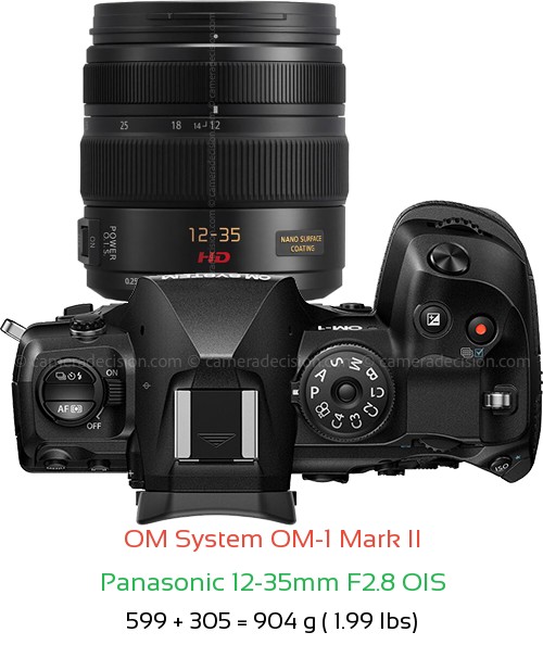 OM System OM-1 II with Panasonic 12-35mm F2.8 OIS Lens Size