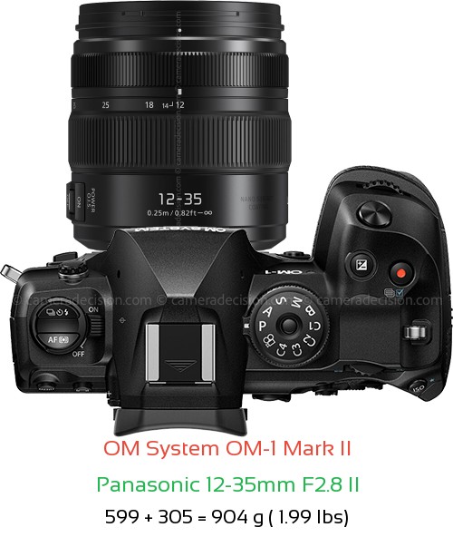 OM System OM-1 II with Panasonic 12-35mm F2.8 II Lens Size
