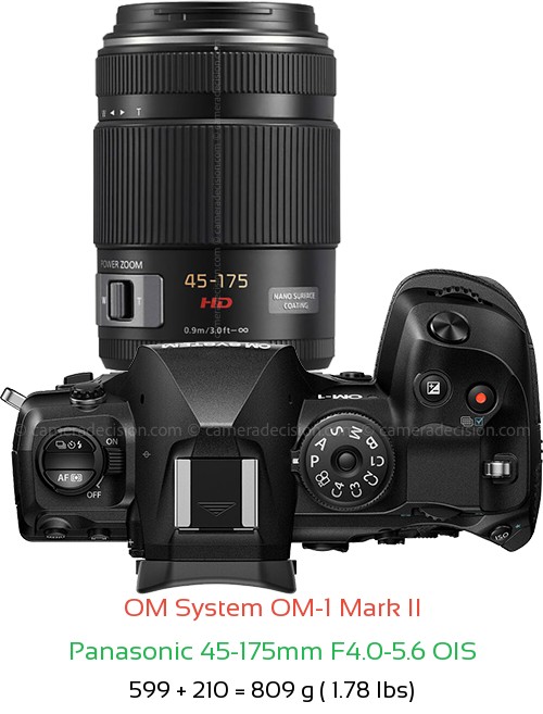 OM System OM-1 II with Panasonic 45-175mm F4.0-5.6 OIS Lens Size
