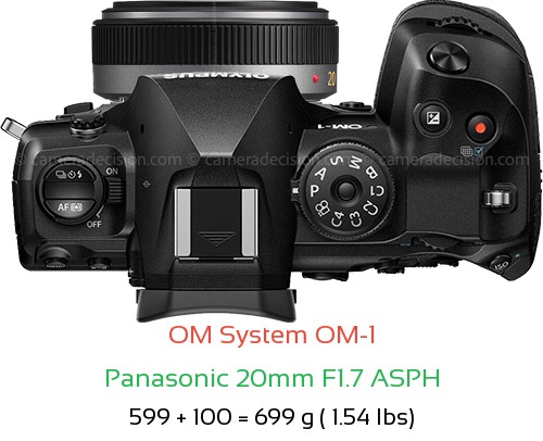 OM System OM-1 with Panasonic 20mm F1.7 ASPH Lens Size