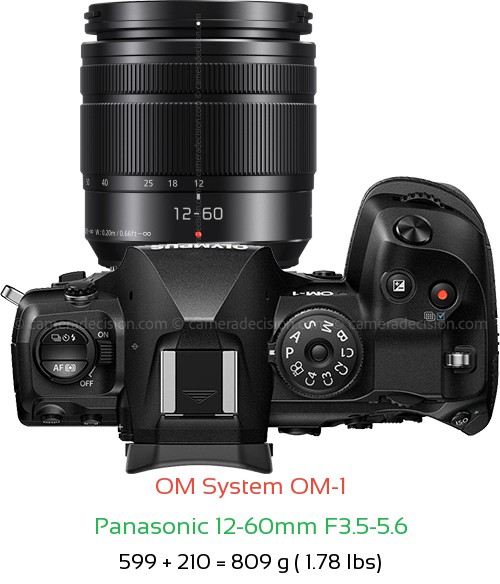 OM System OM-1 with Panasonic 12-60mm F3.5-5.6 Lens Size