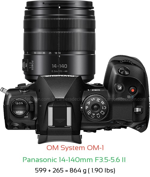 OM System OM-1 with Panasonic 14-140mm F3.5-5.6 II  Lens Size