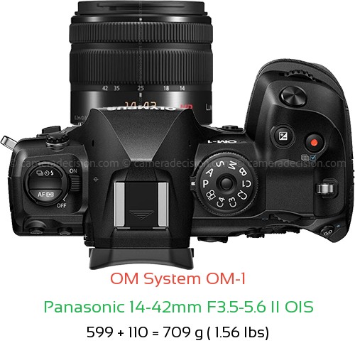 OM System OM-1 with Panasonic 14-42mm F3.5-5.6 II OIS Lens Size