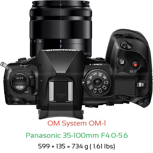 OM System OM-1 with Panasonic 35-100mm F4.0-5.6 Lens Size