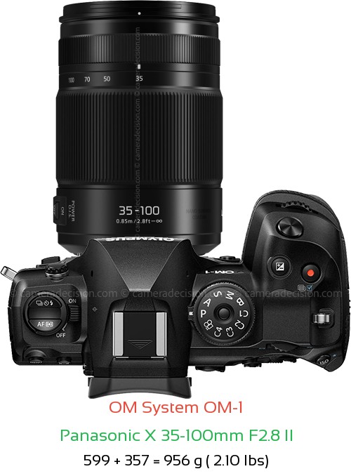 OM System OM-1 with Panasonic X 35-100mm F2.8 II Lens Size