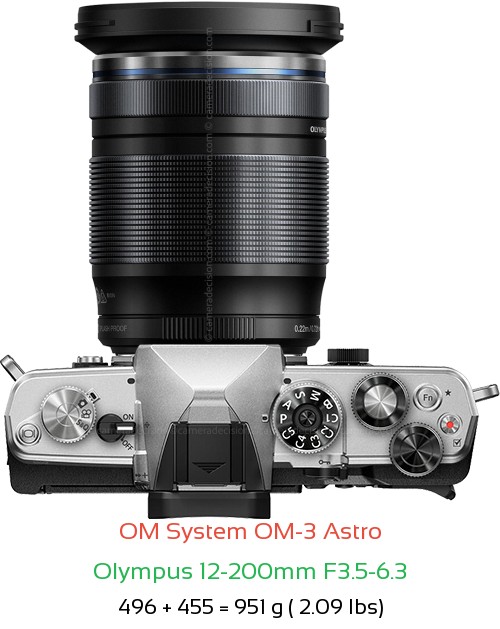 OM System OM-3 Astro with Olympus 12-200mm F3.5-6.3 Lens Size