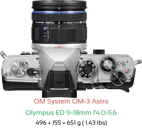 OM System OM-3 Astro with Olympus ED 9-18mm f4.0-5.6 Lens Size