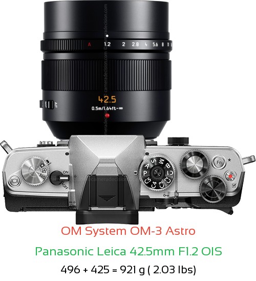OM System OM-3 Astro with Panasonic Leica 42.5mm F1.2 OIS Lens Size