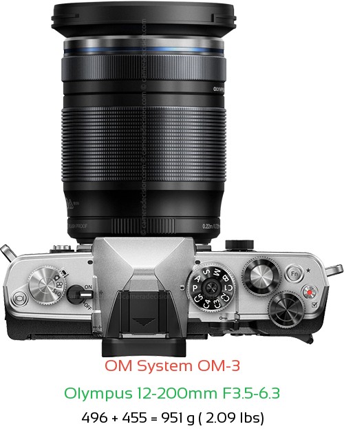 OM System OM-3 with Olympus 12-200mm F3.5-6.3 Lens Size