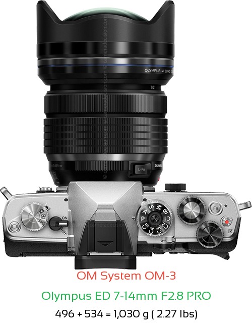 OM System OM-3 with Olympus ED 7-14mm F2.8 PRO Lens Size