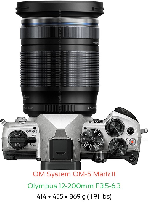 OM System OM-5 II with Olympus 12-200mm F3.5-6.3 Lens Size